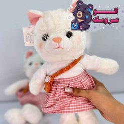 عروسک گربه دماغ صورتی کیف دار