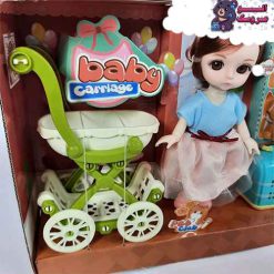 عروسک چشم تیله ای با کالسکه 6644-A