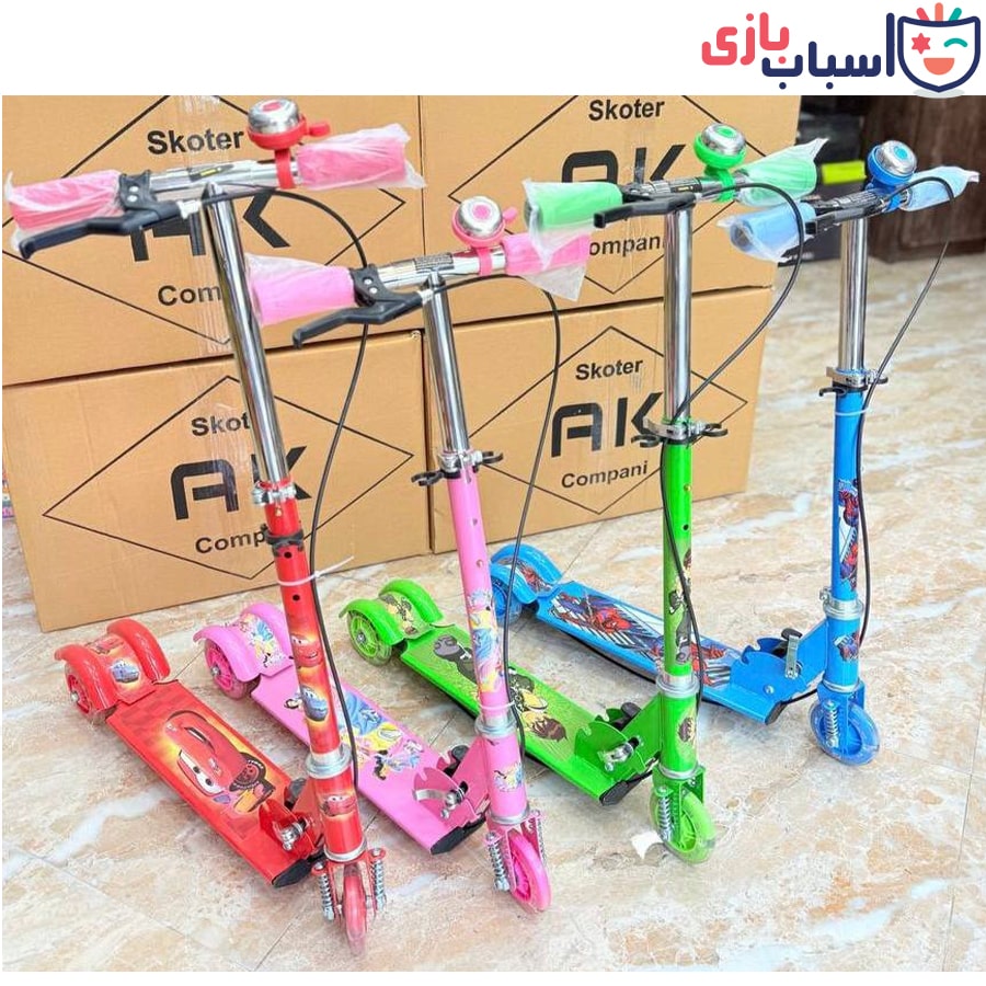اسکوتر کودک فلزی چراغ دار و ترمز دار تاشو - تصویر 3