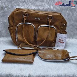 ساک نوزاد 3 تیکه چرم 2 زیپ جلو مدل M&Y کد 1002