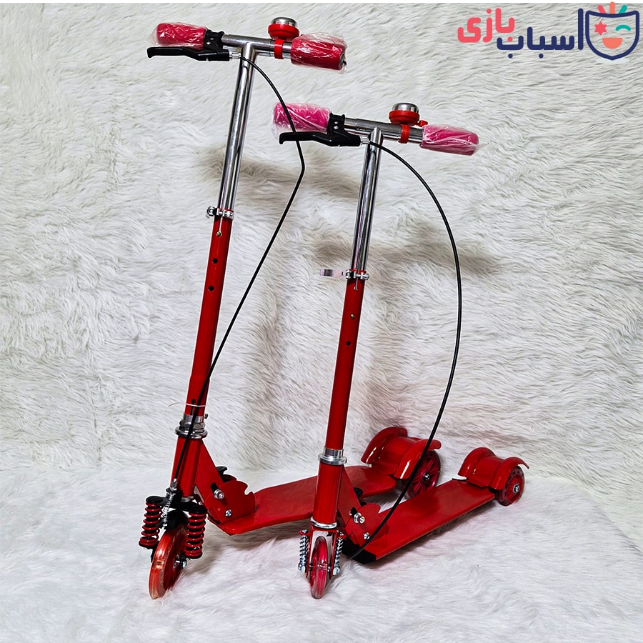 اسکوتر کودک فلزی چراغ دار و ترمز دار تاشو - تصویر 8