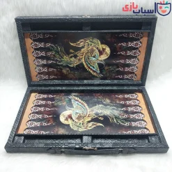 تخته نرد چرمی جامهره دار طرح سیمرغ